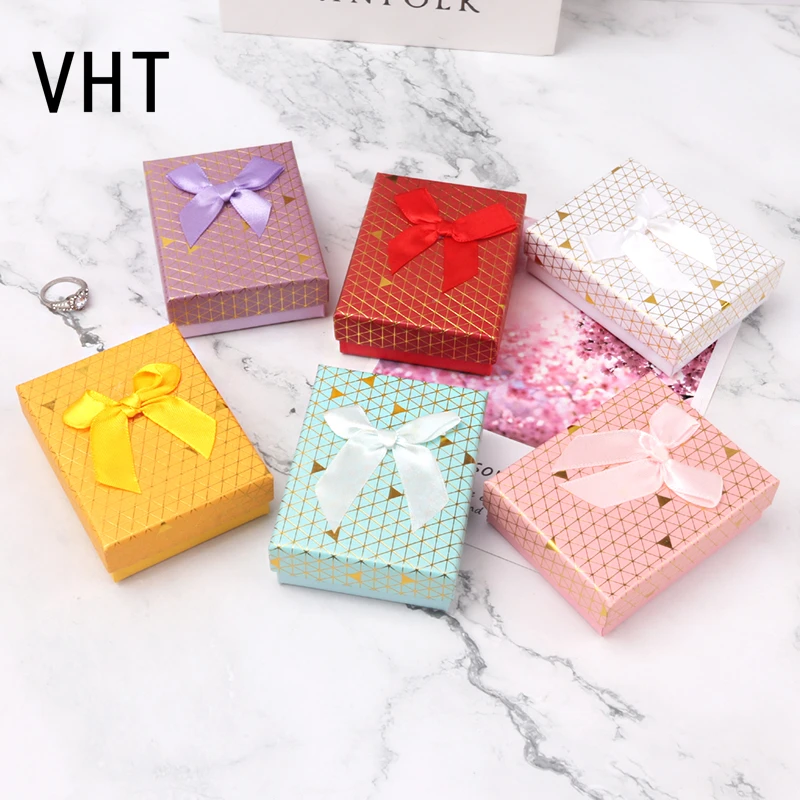 VHT Jewelry Organizer Storage Gift Box Necklace Earrings Ring Box 7x9x3cm Display Packaging Gift Case Free Shipping