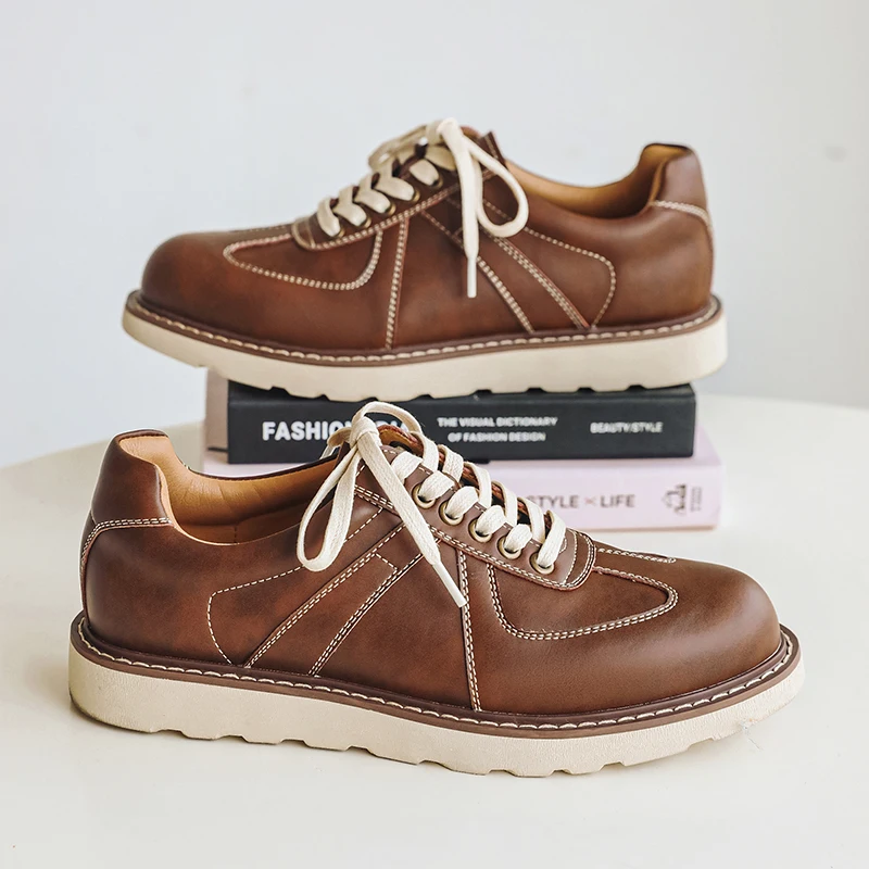 

Popular 2023 Working Shoes Men Black Brown Leather Shoes Mens Comfortable Casual Adult Shoes Lace Up Casual Brand Shoe Man