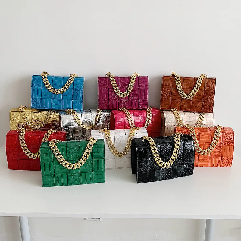 designer chains handbags luxury alligator woven women crossbody bag crocodile pattern shoulder bag fashion phone square flap new free global shipping