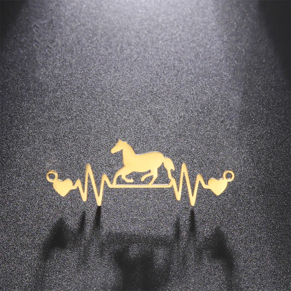 5pcs/Lot Stainless Steel Horse Animals Charms For Jewelry Making Wholesale Cardiogram Pendants Diy Handmdae Necklace Accessories