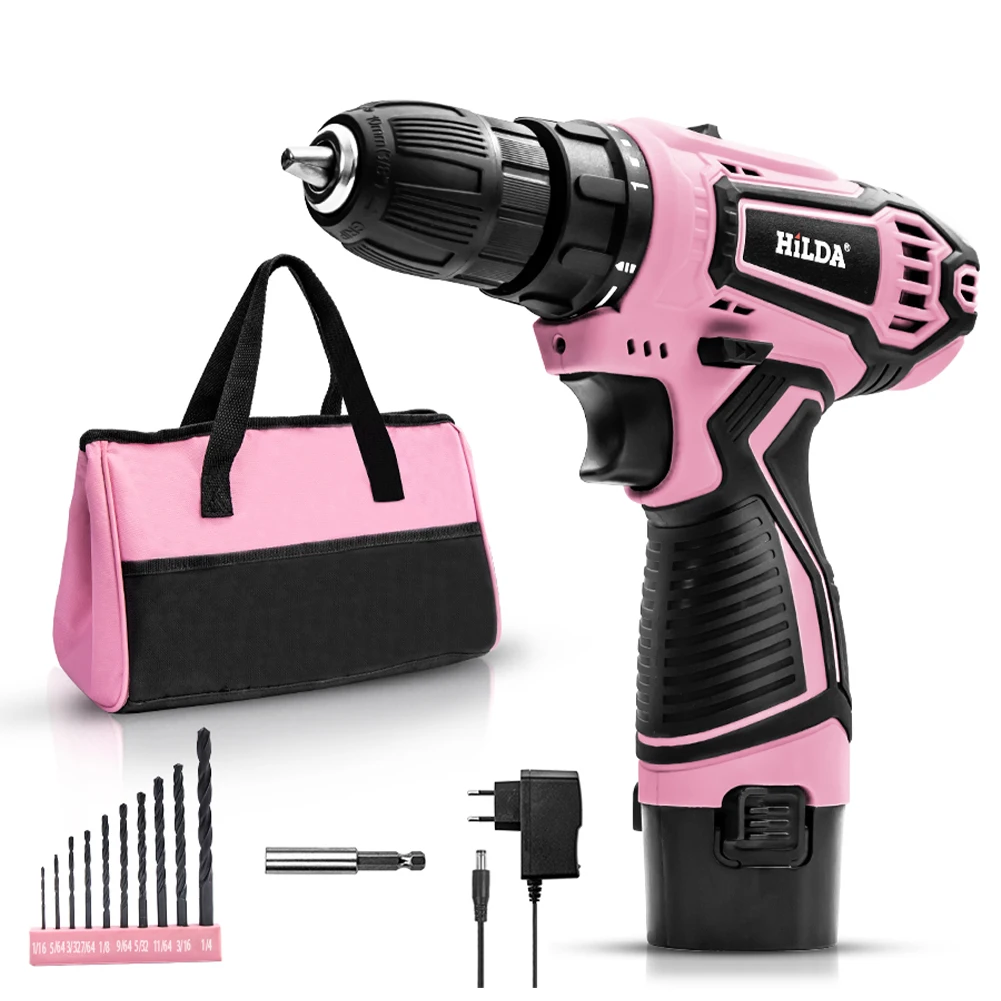 

12V Cordless Lithium-ion Drill Driver Set House Repairing Tool With 12Inch Storage Bag Home Maintenance Tool Kit 14pcs