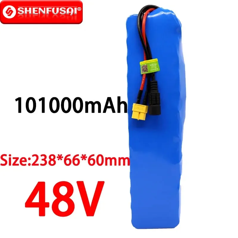 

New 48V 101000mAh 1000w 13S3P XT60 48V Lithium ion Battery Pack 100Ah For 54.6v E-bike Electric bicycle Scooter with BMS+charger