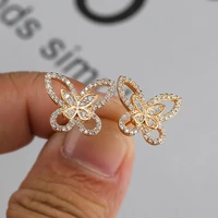 top quality bling aaa zircon earrings exquisite butterfly crystal stud earring temperament wedding charm luxury romantic jewelry