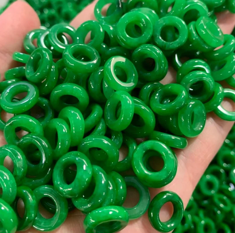 

13mm Green Jades Doughnut Beads For Jewelry Making Diy Bracelet Charm Necklace Emerald Myanmar Jadeite Abacus Bead Accessories