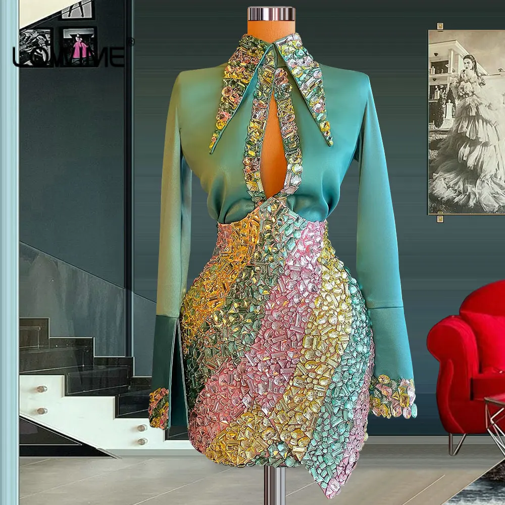 Модные Зеленые Короткие платья-двойки для выпускного вечера Роскошные вечерние