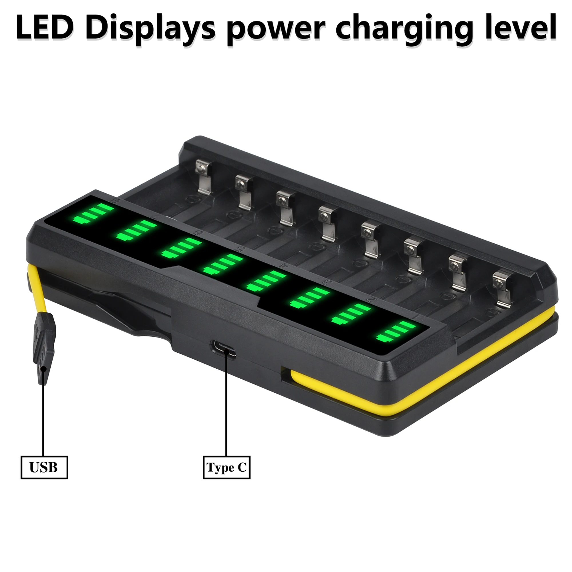 

8 Slots 16340 Battery Charger Independent Charging 3.7V Li-ion Battery Charger for CR123A RCR123 Batteries