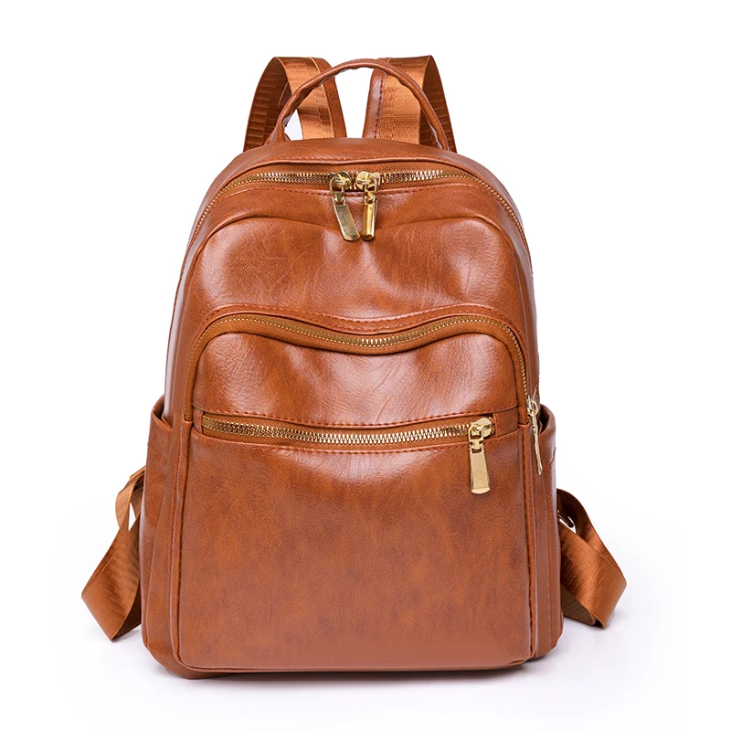 

Рюкзак из мягкой искусственной кожи для женщин, повседневные сумки на ремне для девушек, студенческий портфель, однотонный школьный роскош...