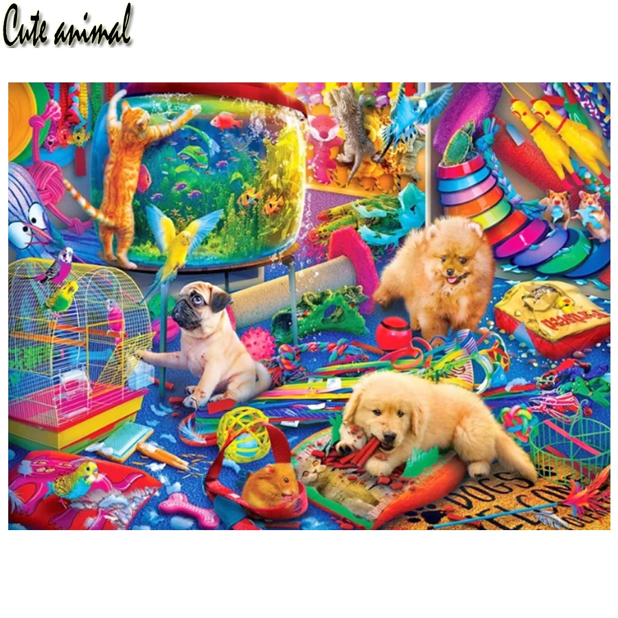 

Алмазная картина 5D «сделай сам» для собак, кошек, домашних животных, полная вышивка стразы, классические наборы для вышивки крестиком, мозаика в виде аквариума, украшение для дома