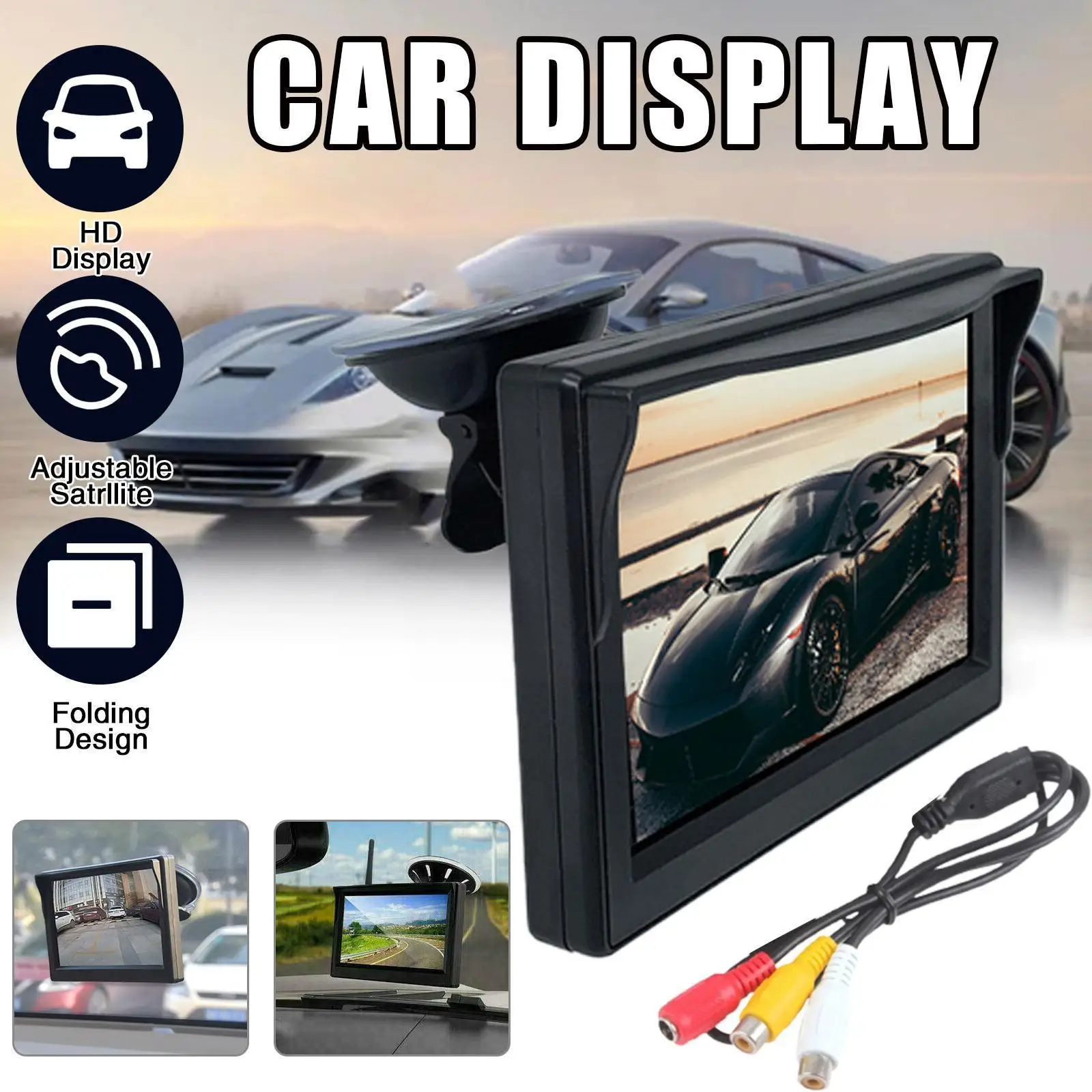 

4,3 дюймовый автомобильный монитор TFT LCD HD цифровой 16:9 800*480 экран Двухсторонний видео вход Красочный для камеры заднего вида DVD VCD D2U5