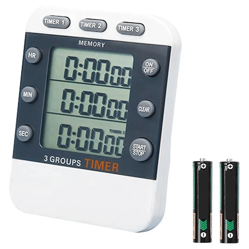 

Digital Dual Kitchen Timer, 3 Channels Count UP/Down Timer, Triple Cooking Timer, Large Display, Loud Volume Alarm