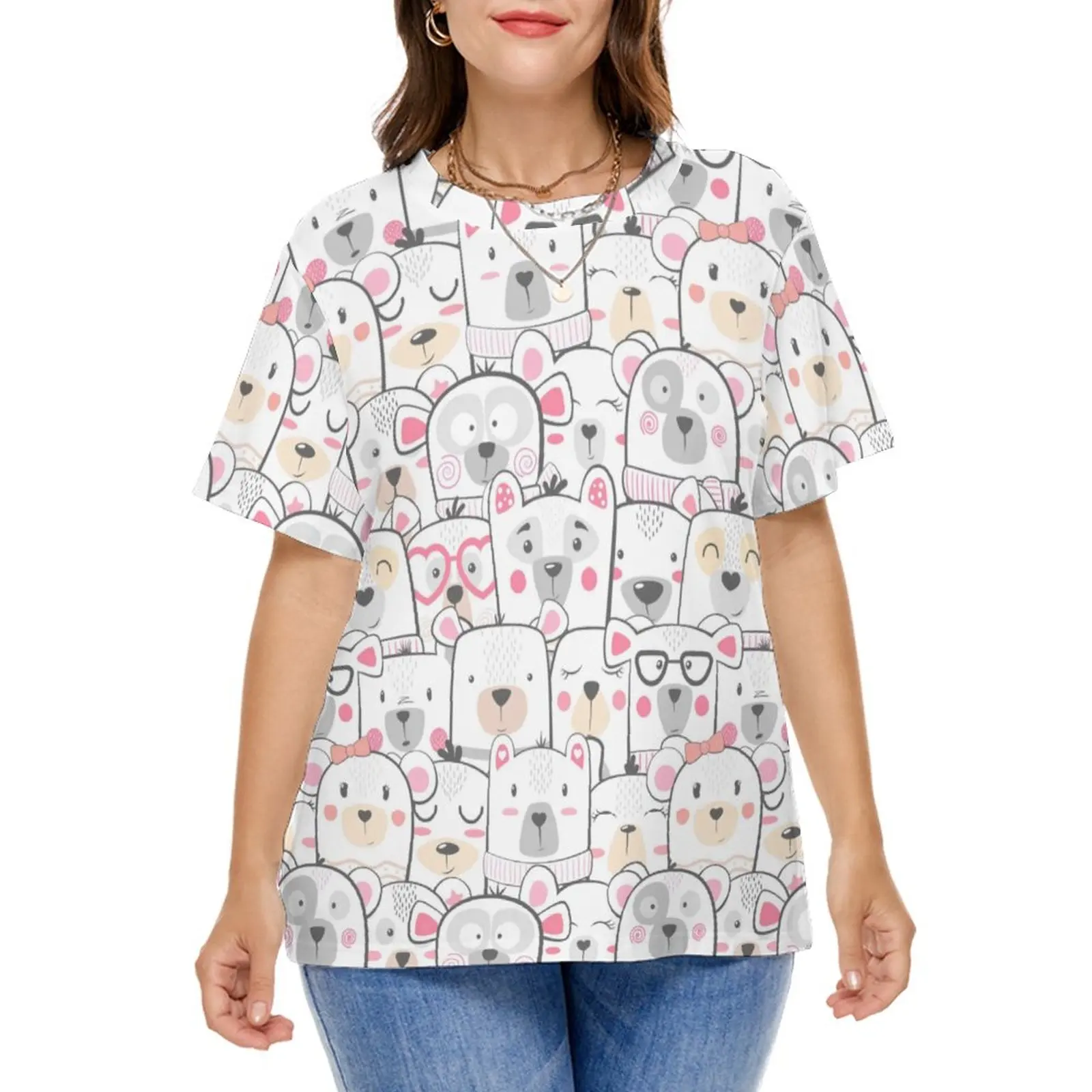 

Cartoon Cute Dog T-Shirt Animal Family Print Kawaii T Shirts Short Sleeve Graphic Tops Ladies Casual Top Tees Plus Size 5XL 6XL