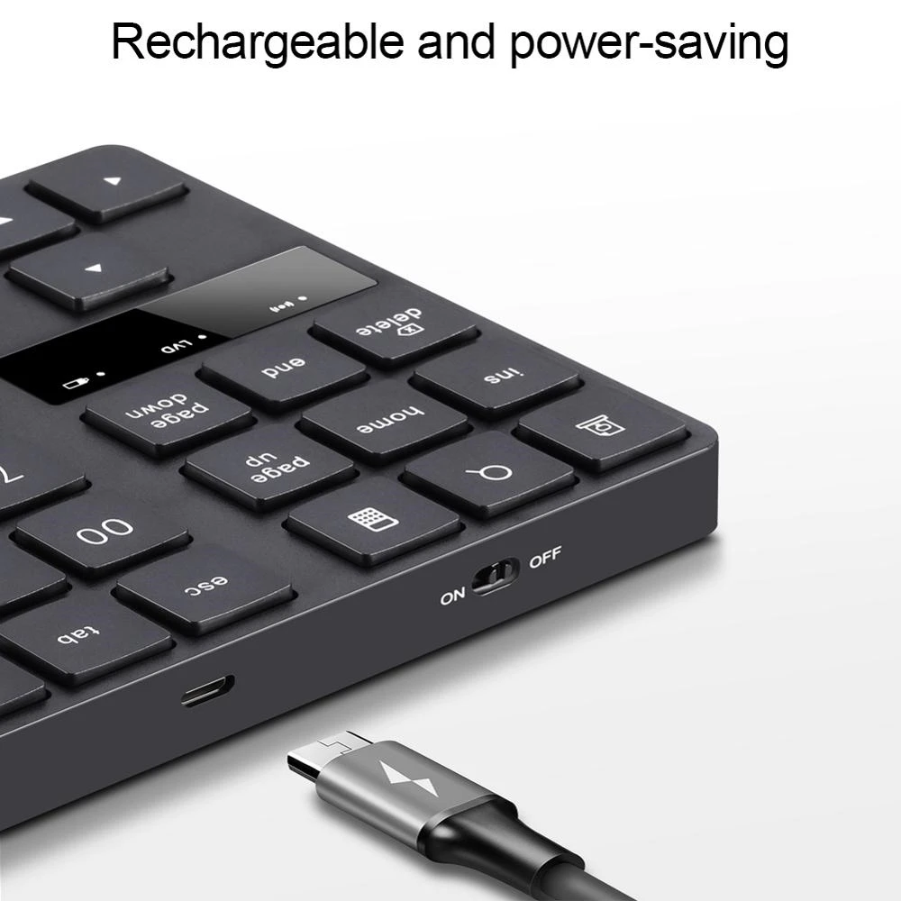 2.4g Wireless Digital Keyboard Charging 35 Keys Buttons Multimedia Medium Number Keypad USB Receiver Plug Rechargeable Numpad |