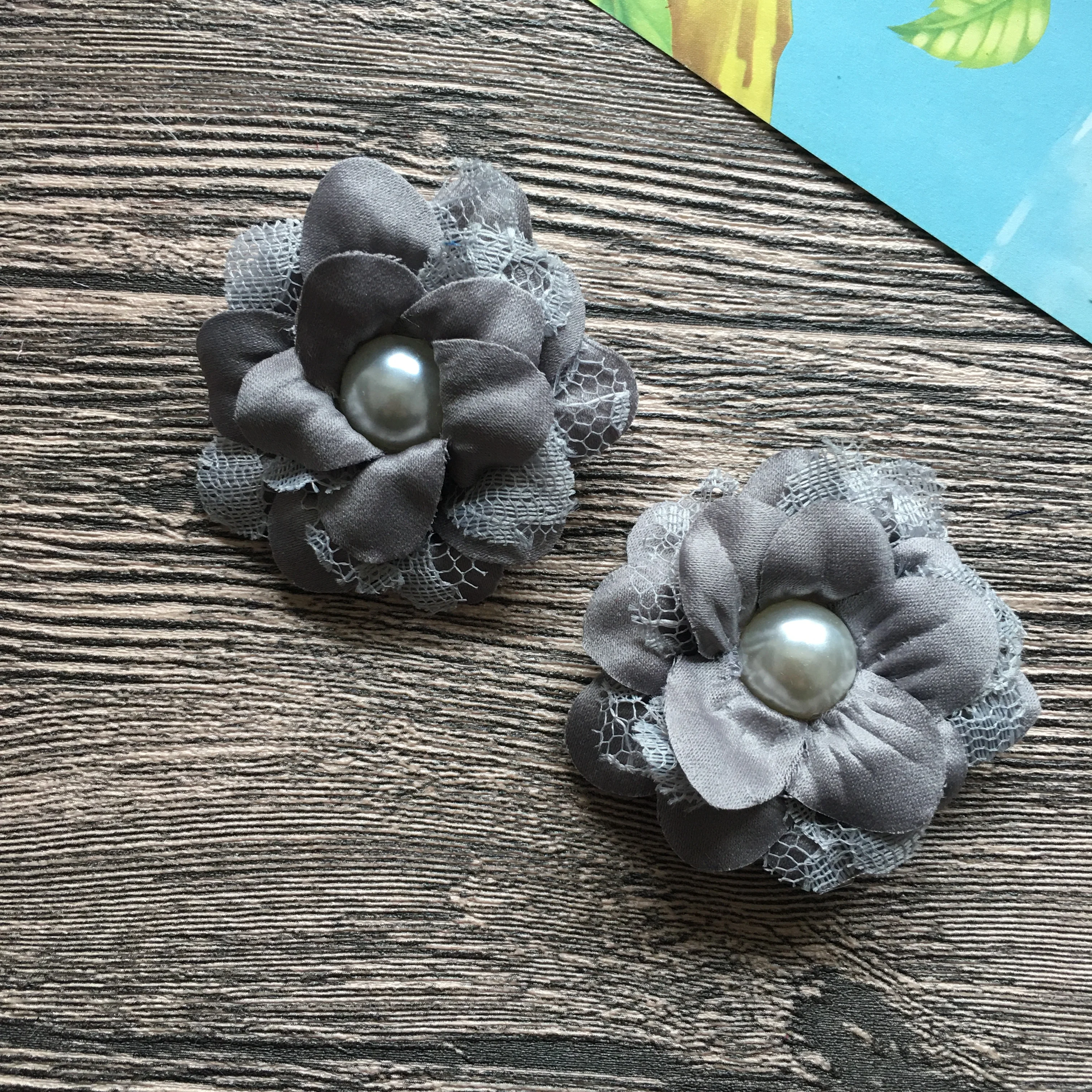 Демин Цветок для ребенка DIY аксессуары 2 0 дюймов Ткань Искусство цветы ручной