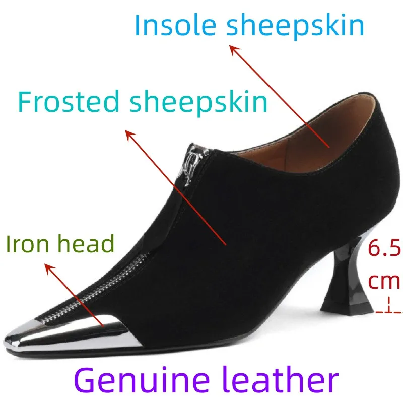 【JOCHEBED HU】Women Shoes Genuine Leather Square Toe Solid Modern for Women Soft Low Heels Plus Size Shoes 34-42