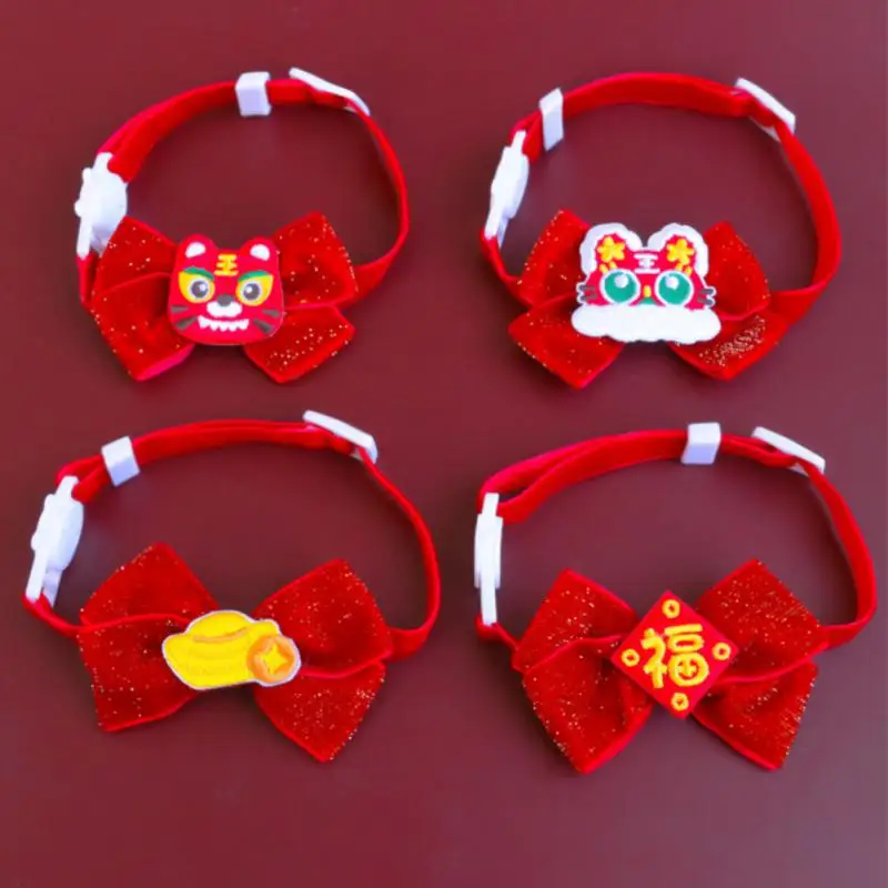 

Pet Dog Cat Puppy Tie Collar Adjustable New Year Tiger Blessing Gold Ingot Cute Dogs Cats Costume Gift Home Decor Navidad 2022