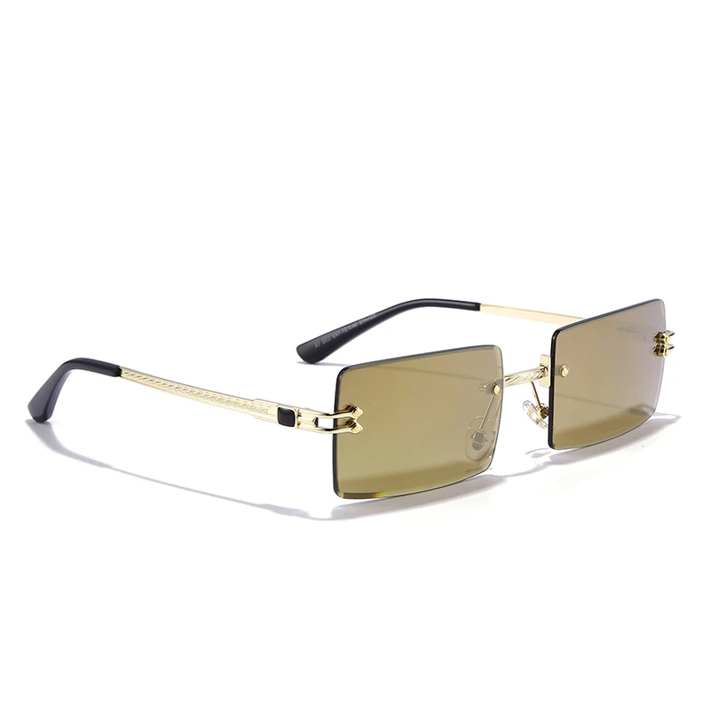 

Солнечные очки CATERSIDE без оправы для мужчин и женщин, прямоугольной формы, небольшие квадратные, модные, для путешествий, коричневые