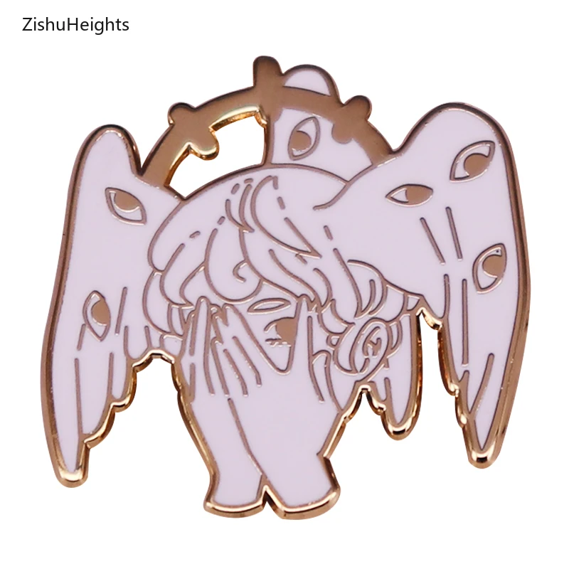 White Seraphim Angels Hard Enamel Pin Biblically Angel Brooches Backpack Decoration Jewelry