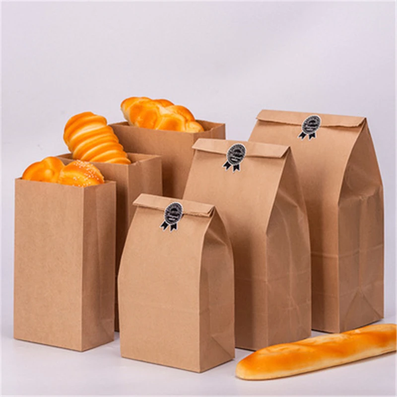 

25/50pcs Kraft Paper Bag Gift Bags Packaging Biscuit Candy Food Cookie Bread Snacks Baking Takeaway Bags Cake Boxes Packaging