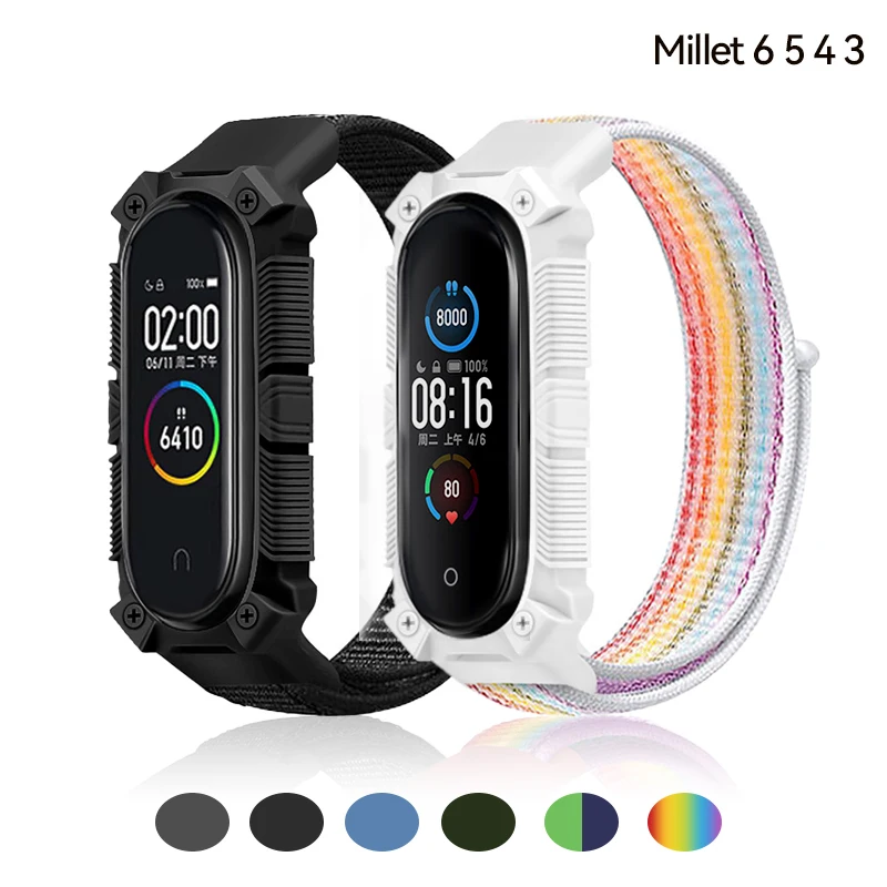 

Спортивный водонепроницаемый браслет для Mi Band 5 6, нейлоновый спортивный ремешок для наручных часов, браслет для Xiaomi Mi Band 4 3