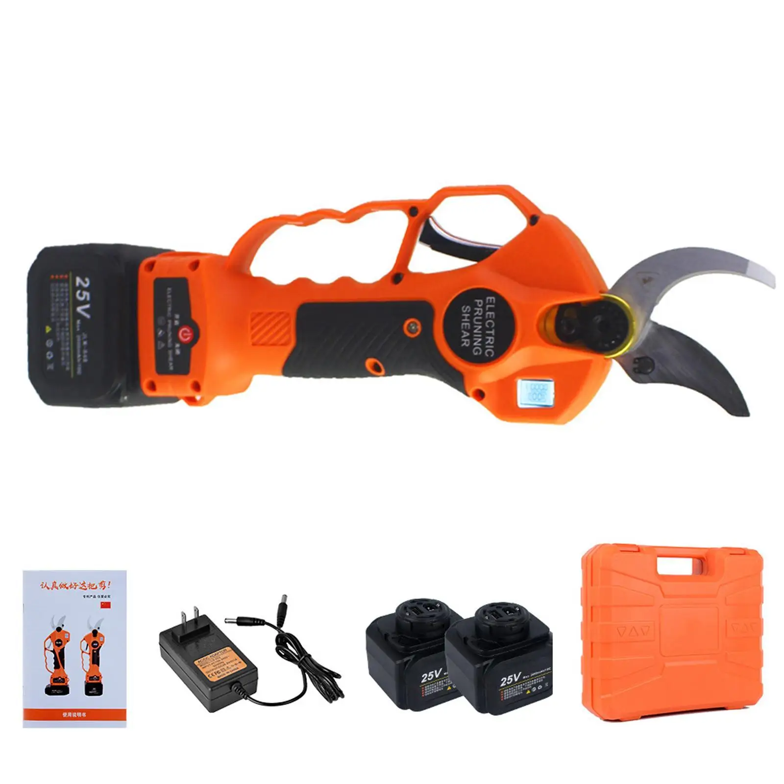 25V Portable Cordless Electric Pruning Shears Rechargeable Battery Powered Tree Branch Pruner Garden Clippers 40mm Cutting Tools