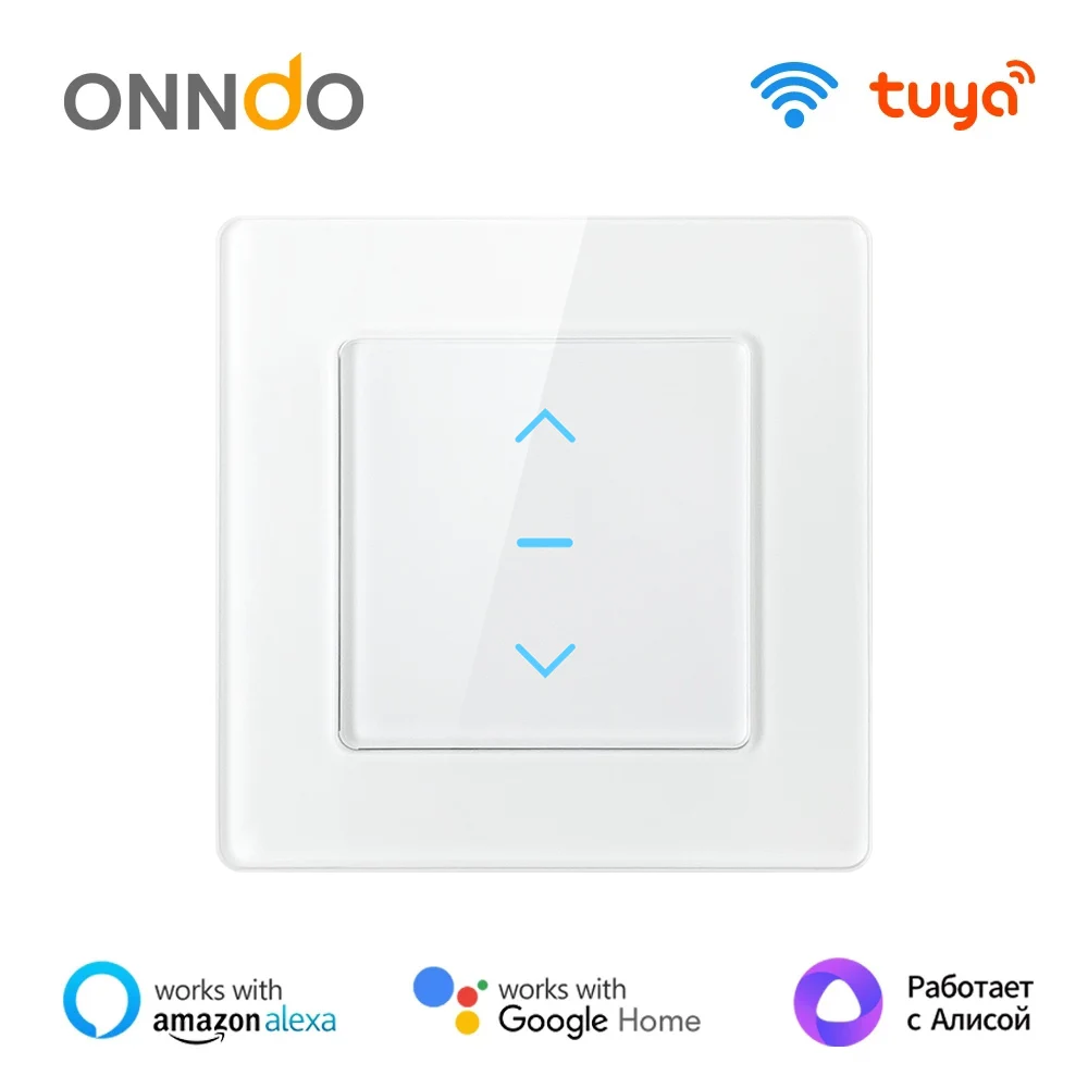 

ONNDO Tuya WiFi Smart Curtain Switch Touch Design For Motorized Roller Blinds Shutter Curtains Work With Alexa,Google Home,Alice