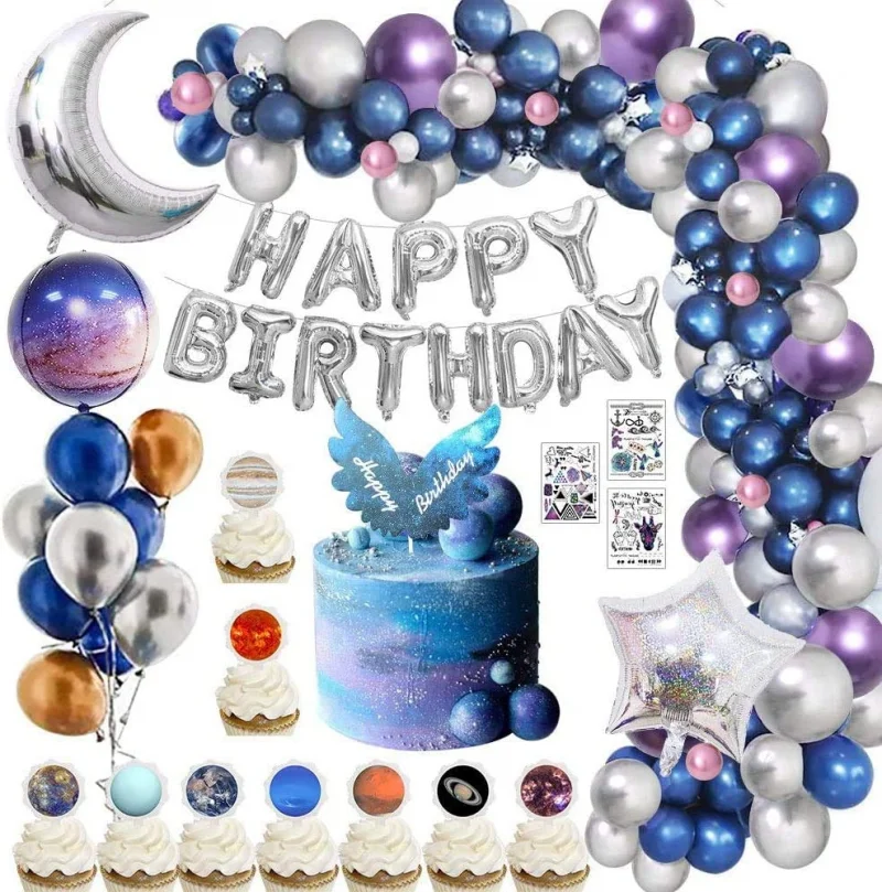 

Starry Sky Pattern Foil Balloon Set For Boys Galaxy Solar System Themed Boy Kids Birthday Party Decor Favors