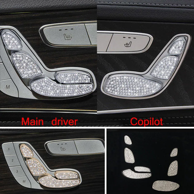 

For Mercedes-Benz C GLC Class X253 W205 15-19 Crystal Style Car Door Seat Adjust Buttons Cover Interior Decoration