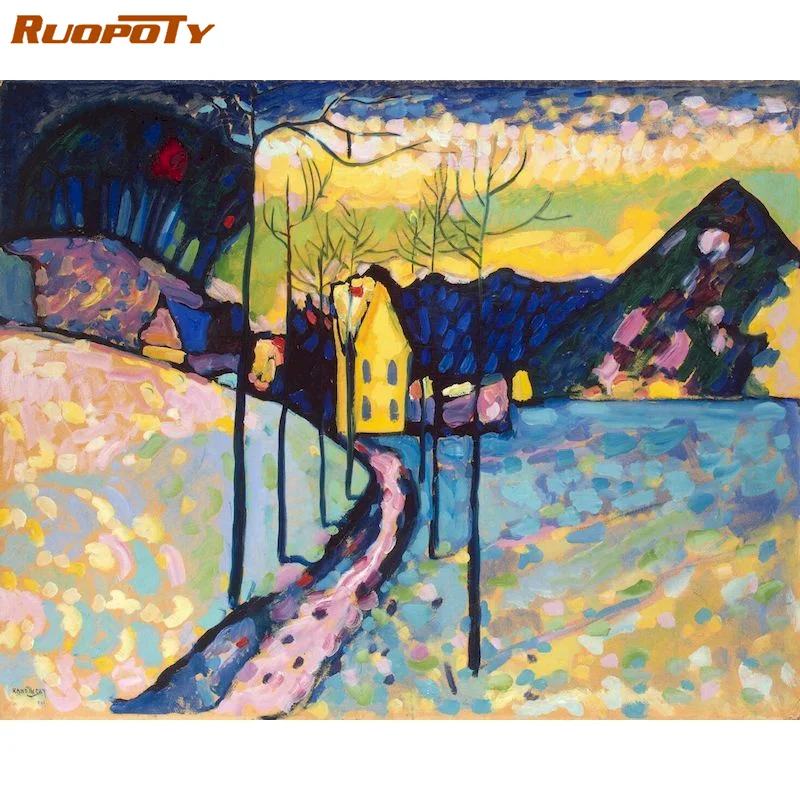 

RUOPOTY 60x75cm Frame Painting By Number For Adults Abstract Scenery Picture By Numbers Acrylic Paint On Canvas Home Decor