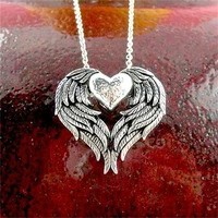 fashion design female peach heart shaped feather wing pendant necklace trend personality women metal necklace party gift jewelry