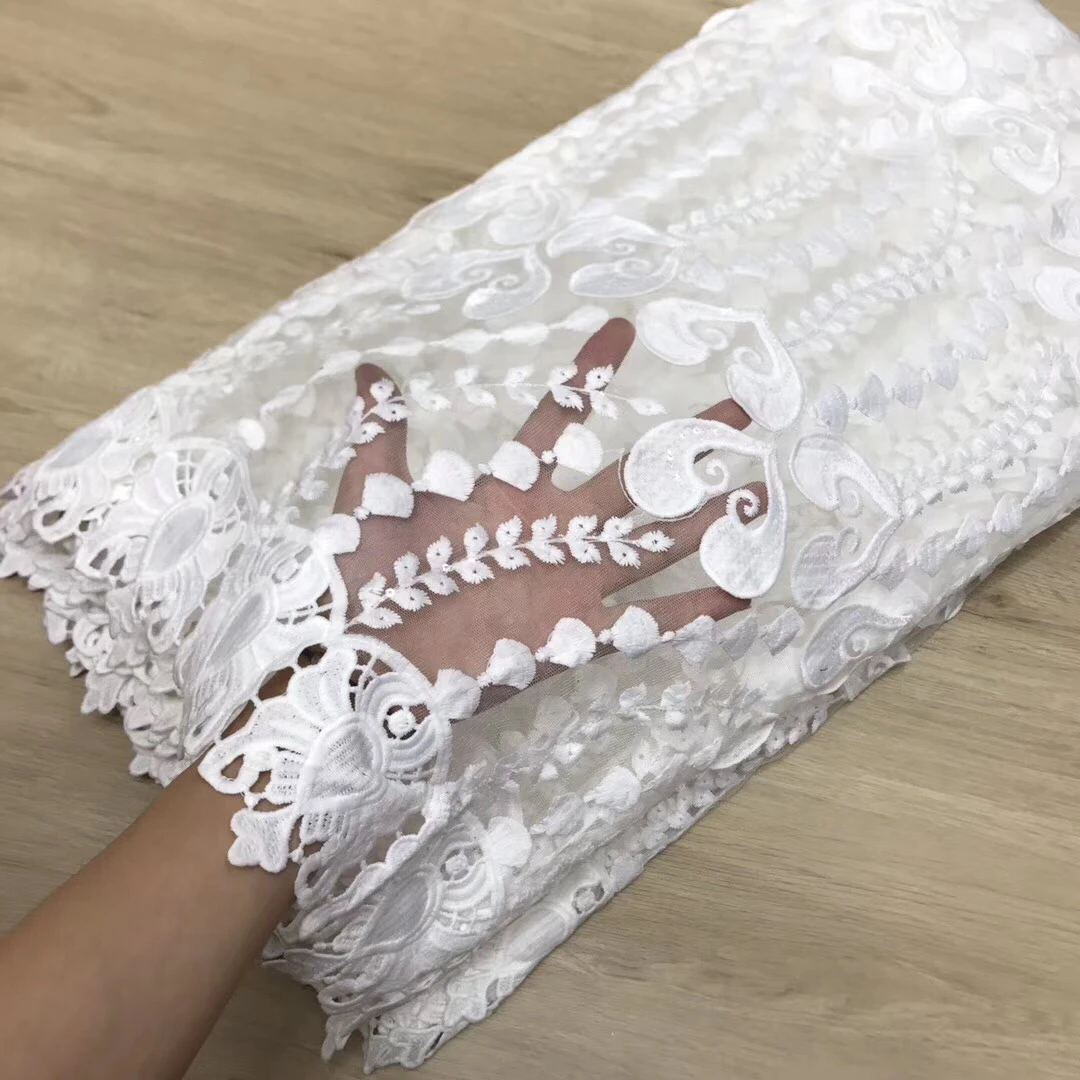 

Guipure Lace Cord Lace Fabric High Quality Nigerian Lace Fabric 2021 African French Water Soluble Cord Lace For Wedding