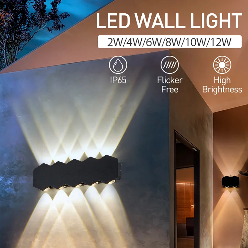

IP65 Led Wall Lamp Waterproof Aluminum Indoor Outdoor Lighting For Home Wall Decor Light Bedroom Bedside Light Fixture Wall Lamp
