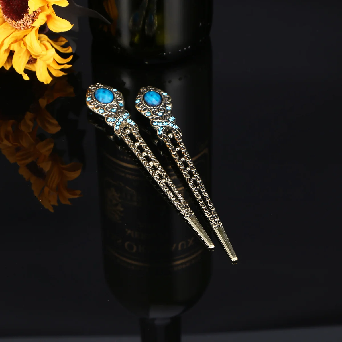 

Hair Sticks Pin Stick Thick Bun Bronze Accessory Korean Japanesechinese Updo Making Hairpinmental Clip Rhinestone Clawchignon