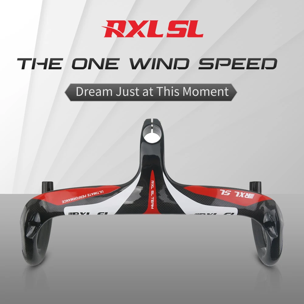 RXL SL 2021 New Road Bike Carbon Handlebar Integrated With Stem 3K Glossy 400/420/440mm Internal Routing Bicycle Drop Handlebars