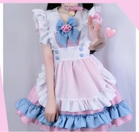 girl japanese anime classic sissy french maid sweet kawaii costume dress cosplay pink collar panniers white stocks women s 4xl