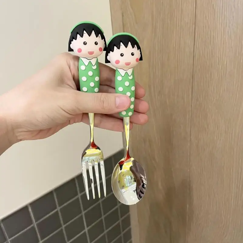 Новый набор вилок и ложек из серии Chibi Maruko Chan: милые стальные ложки и вилки в горошек, кавайная посуда из нержавеющей стали, товары для дома, подарок (art.: 3920dc9c65be1) - 3920dc9c65be1