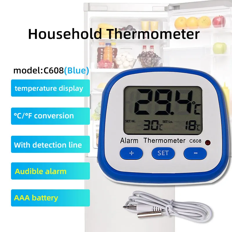 

Mini Digital LCD Fridge Freezer Thermometer Indoor Outdoor Convenient Sensor Humidity Meter Temperature Hygrometer Gauge Alarm