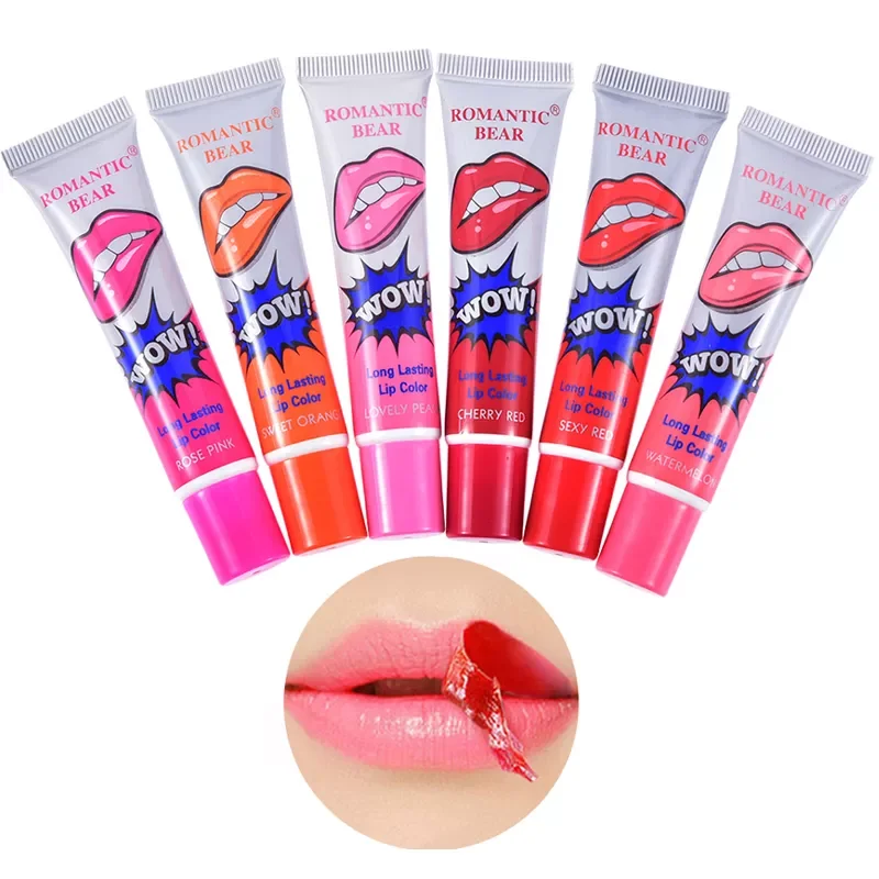 Summer Hot Sexy 1PCS Amazing 6 Colors Waterproof Liquid Makeup Lip Stick Long Lasting Lipstick Tint Tear Pull Lip Gloss