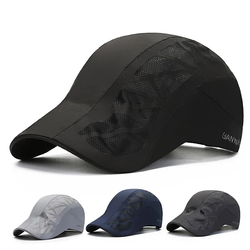 

Summer New For Men Breathable Sunshade Beret Outdoor Sport Shade Quick-Drying Hat Male Solid Dad Forward Cap Kpop Peaky Blinders