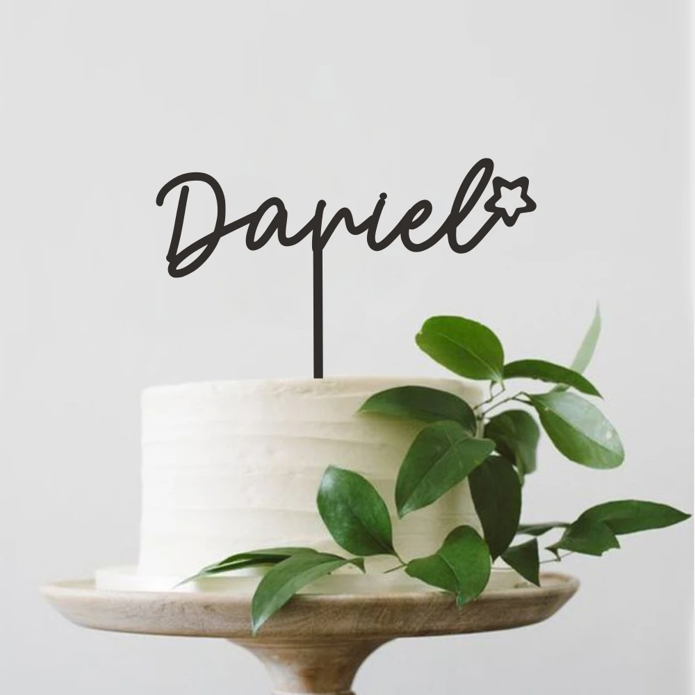 

Customized Single Name Birthday Cake topper,baby birthday cake decoration，wood and acrylic cake topper，children's birthday gift