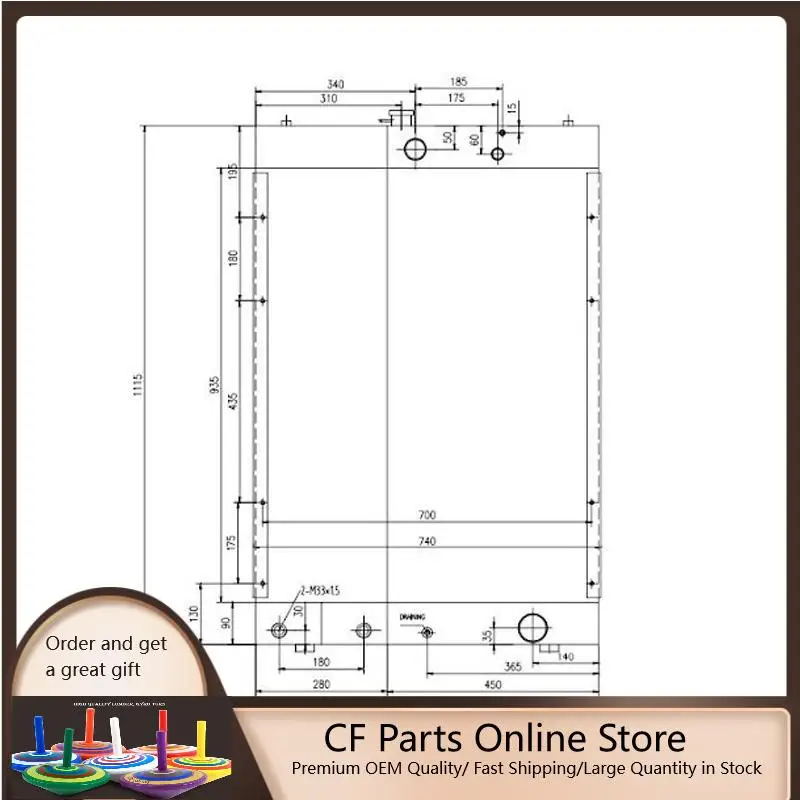 

Радиатор охлаждающей воды 76053580 для колесного погрузчика Hitachi D150