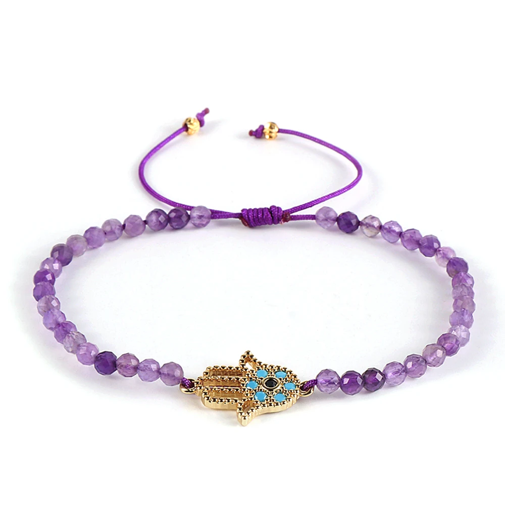 

Natural Stone 7 Styles Multicolor Vintage Türkiye Evil Blue Eyed Palm 18k Gold Plated Pendant Bracelet Fashion Jewelry for Women