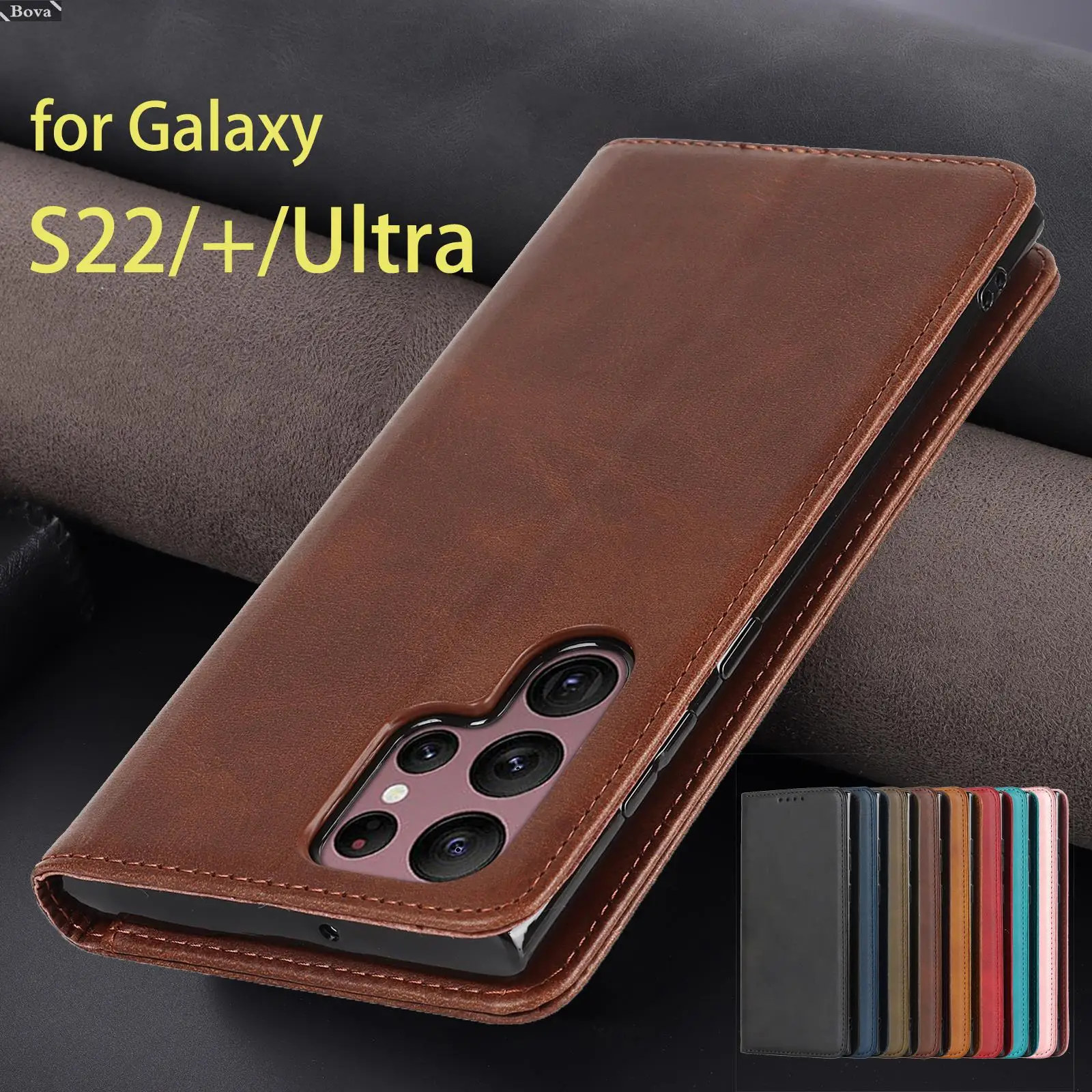 

Leather Case for Samsung Galaxy S22+ Ultra 5G Holster Magnetic attraction Flip Cover Case Wallet Phone Bags Fundas Coque