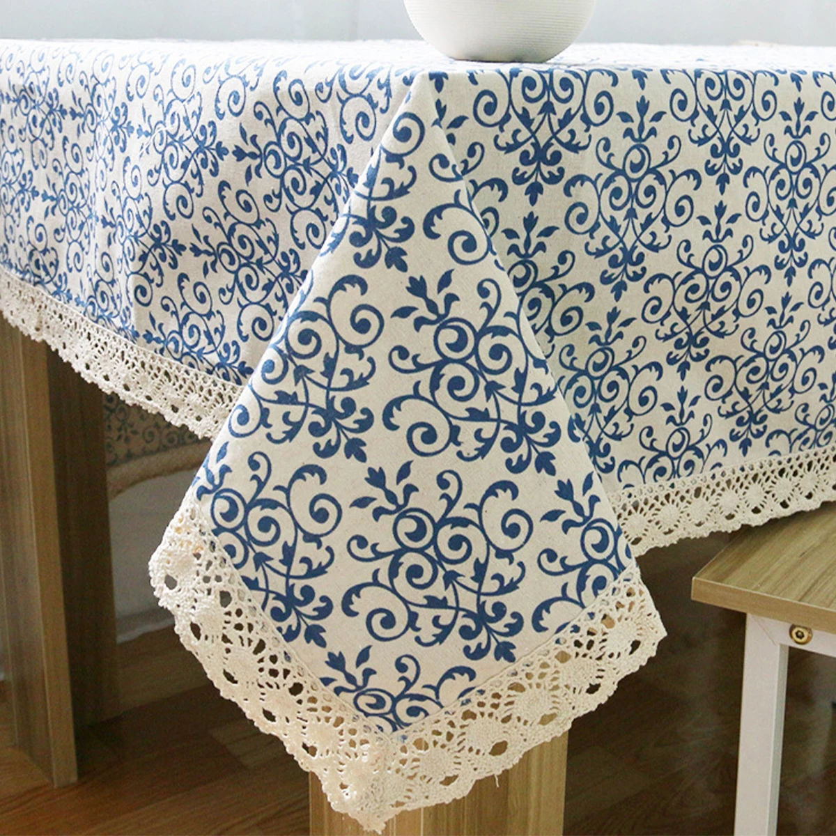 

Tablecloth Retro Tablecloth Blue and White Porcelain Table Cover Chinese Classical Table Cloth Cotton Rectangle Table Cloth for