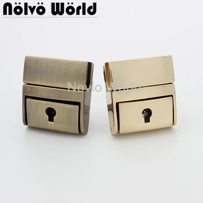

5-20 pieces 2 Colors 30X33mm New product Metal Rectangle Key Lock Push lock Man Shoulder bags Closured Purses Accessories