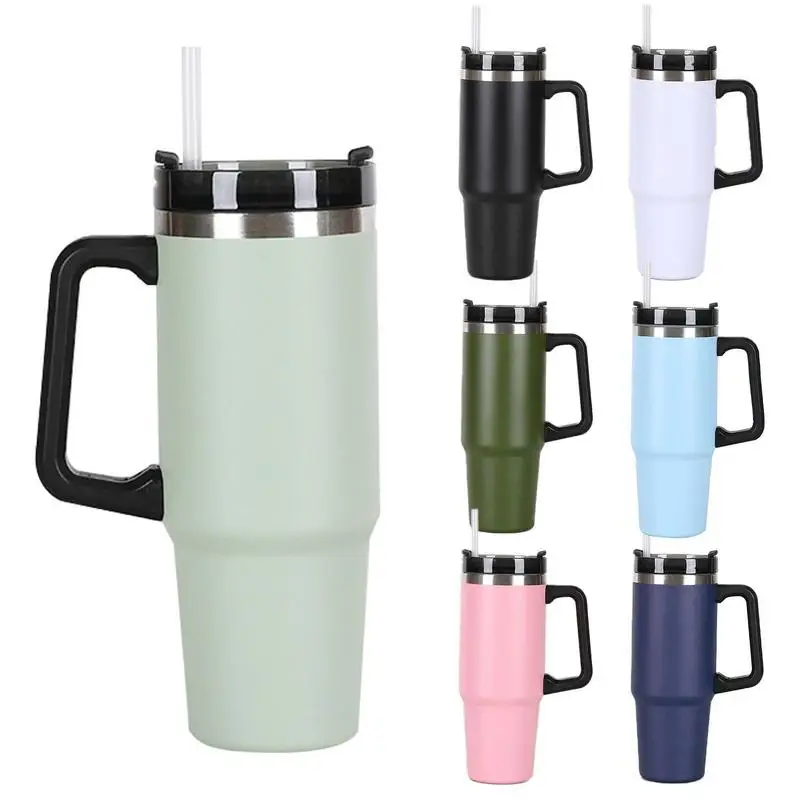 

Tumbler With Handle 30oz Stainless Steel Water Bottle Straw Vacuum Thermos Cup In-Car Vacuum Flasks Portable Water Drinking Cups