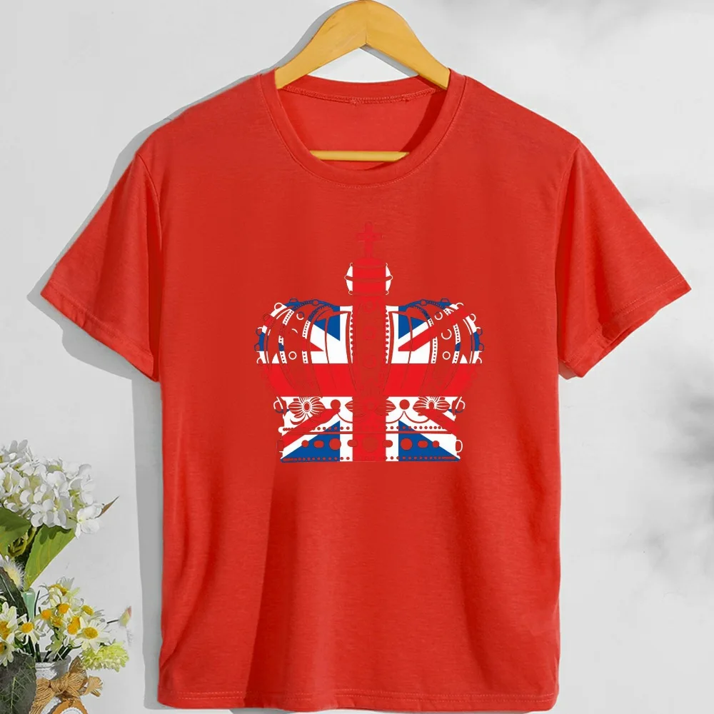 Женская футболка с принтом 70-го британского флага и короны свободная женская