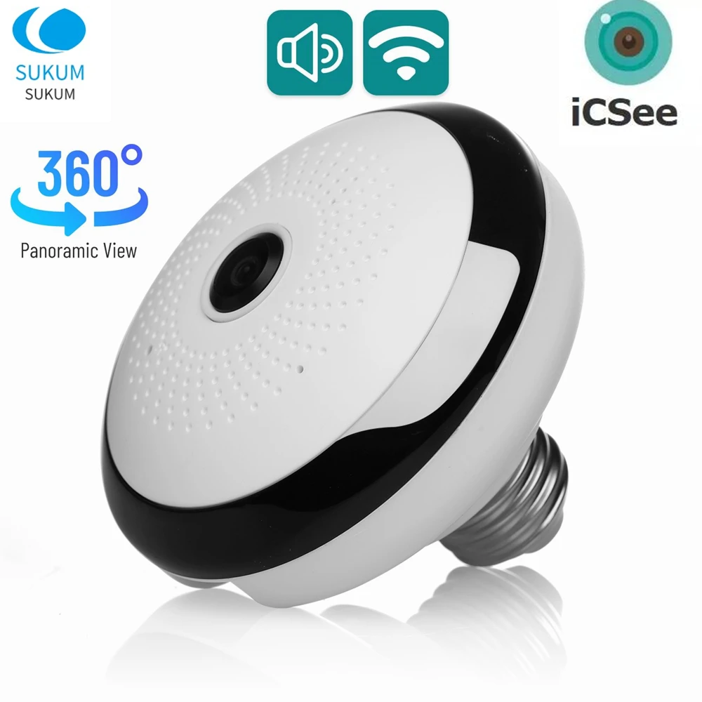 

1080P WIFI 360 Camera Smart Home CCTV ICSee APP Two Ways Audio Security Protection Indoor Wireless Fisheye Panoramic Camera