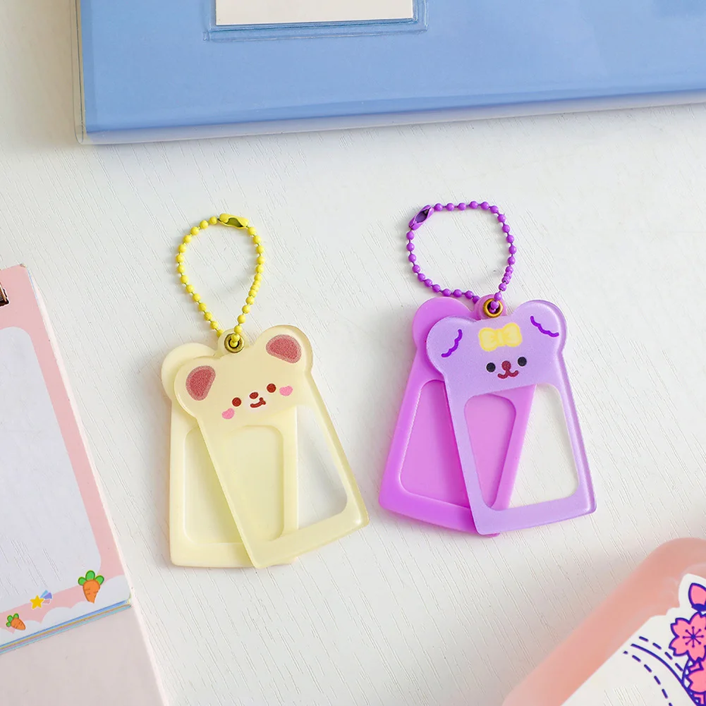 

Ins New Keychain DIY Photocard Card Holder Case Kawaii Bear Korea Photo Frame Acrylic Idol Star Chasing Pendant 2022 Stationery