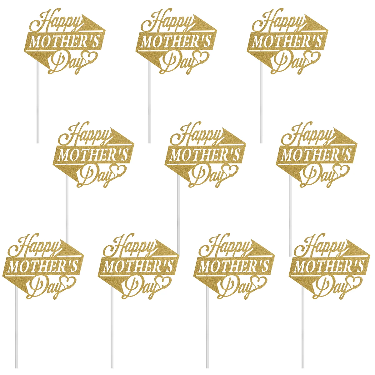 

10 Delicate Glitter Cake Flags Cupcake Picks Cake Decorations for Mother's Day Birthday Party Banquet