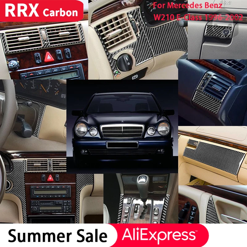 

RRX Car Interiors Carbon Fiber Sticker Air Conditioning Vent Decor Frame Cover Trim for Mercedes Benz W210 E-Class 1996-2002